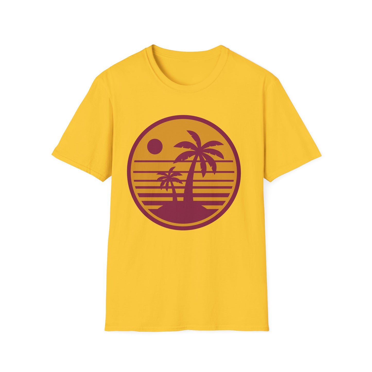 Sunset Palm Trees Unisex Softstyle T-Shirt - Perfect for Relaxation & Summer Vibes