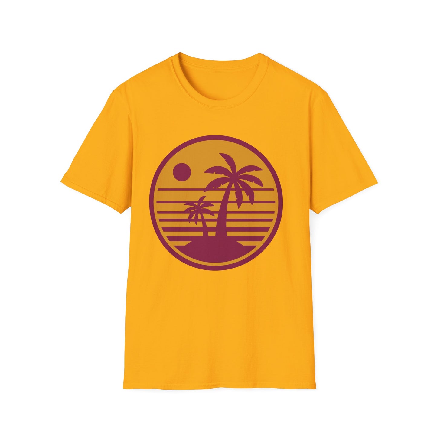 Sunset Palm Trees Unisex Softstyle T-Shirt - Perfect for Relaxation & Summer Vibes