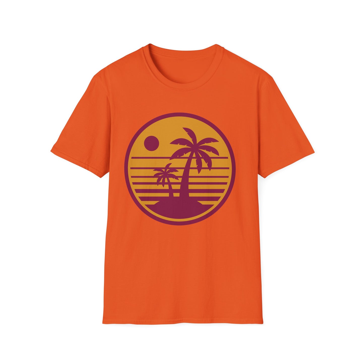 Sunset Palm Trees Unisex Softstyle T-Shirt - Perfect for Relaxation & Summer Vibes