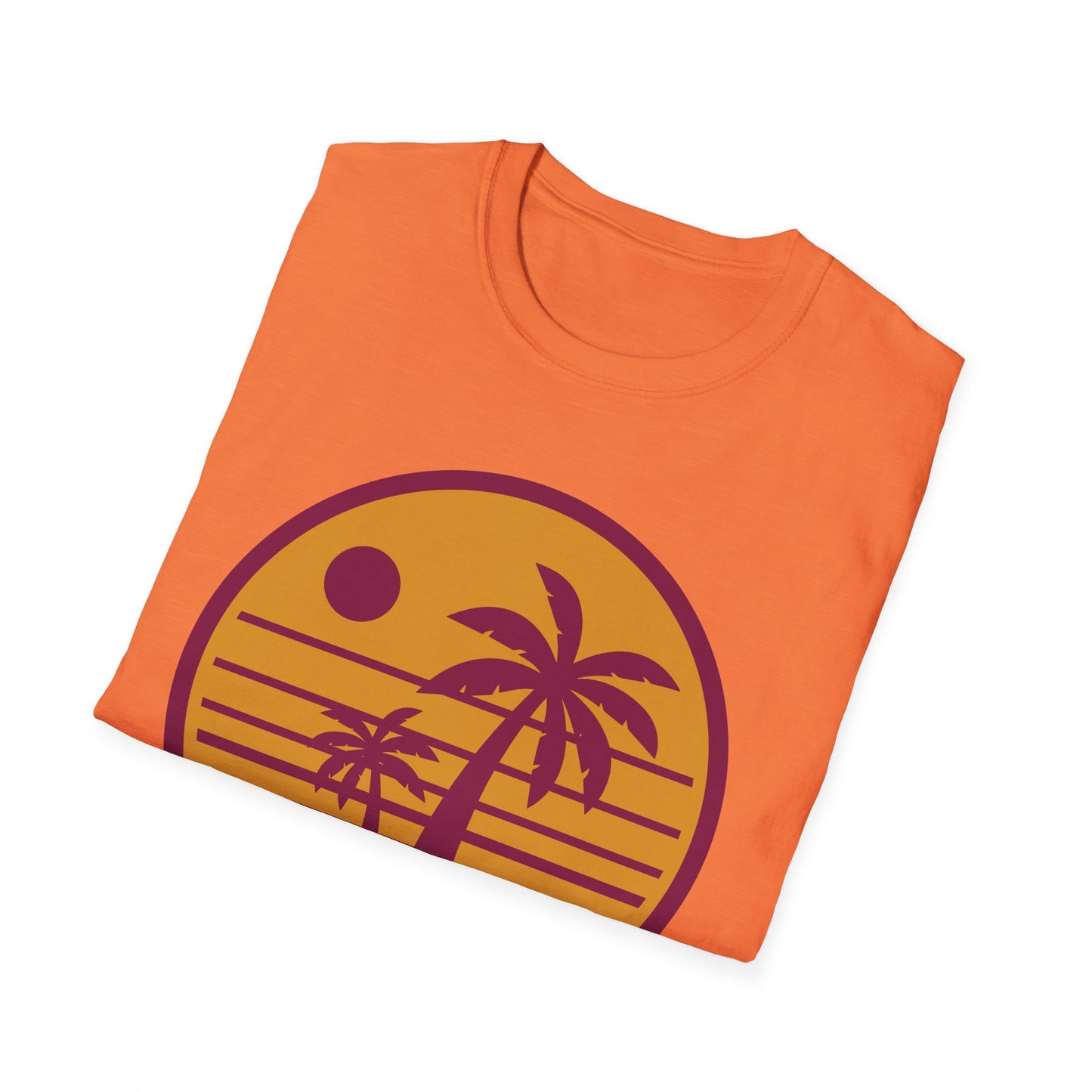 Sunset Palm Trees Unisex Softstyle T-Shirt - Perfect for Relaxation & Summer Vibes