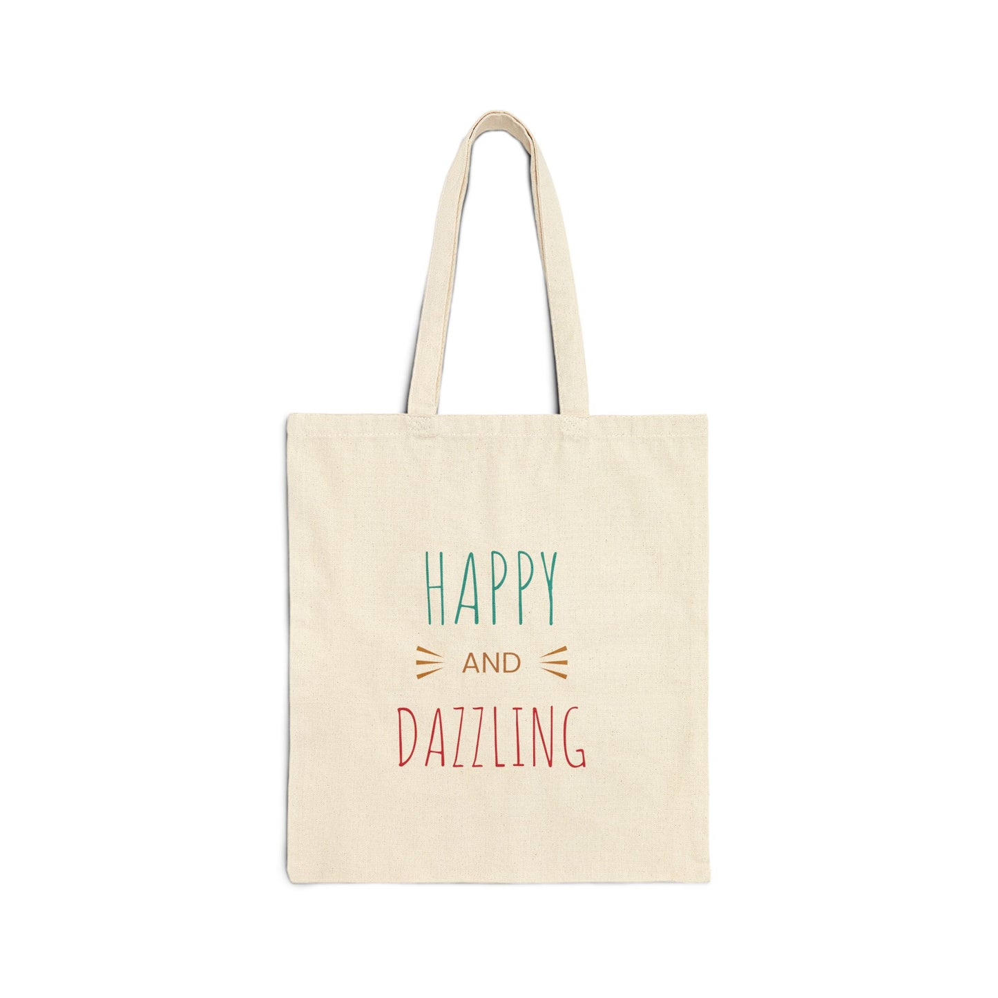 Happy and Dazzling Cotton Canvas Tote Bag – Eco-Friendly Shopping Tote for Everyday Use
