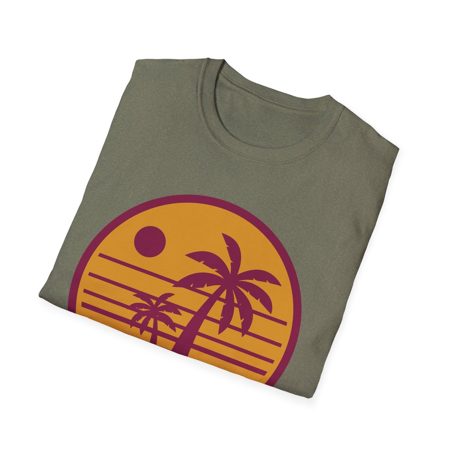 Sunset Palm Trees Unisex Softstyle T-Shirt - Perfect for Relaxation & Summer Vibes