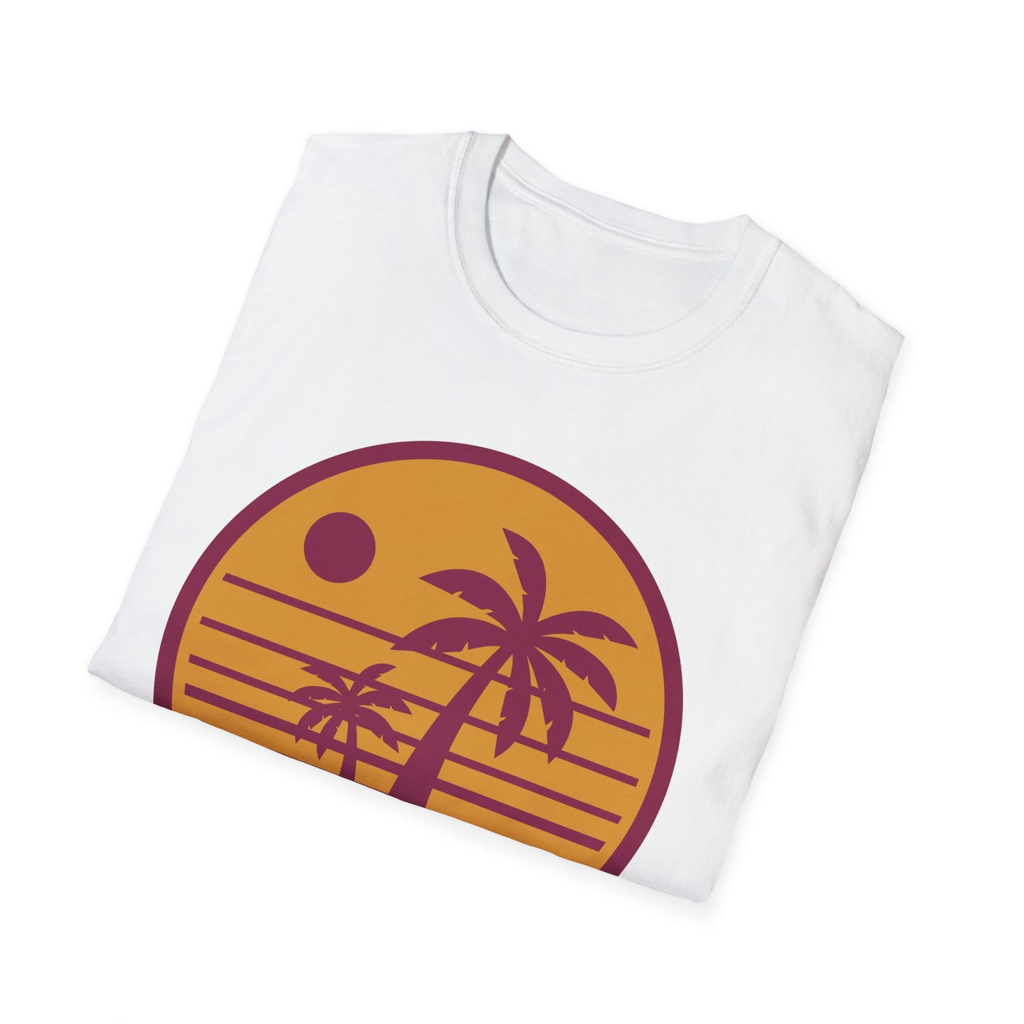 Sunset Palm Trees Unisex Softstyle T-Shirt - Perfect for Relaxation & Summer Vibes