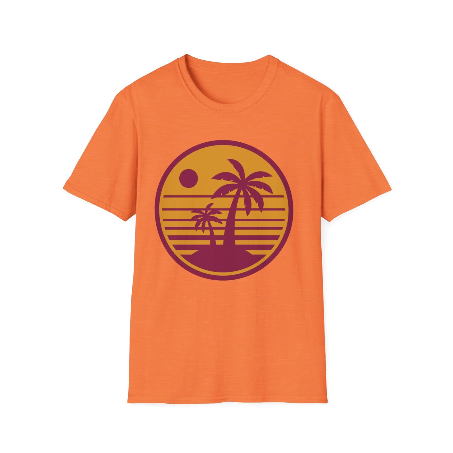 Sunset Palm Trees Unisex Softstyle T-Shirt - Perfect for Relaxation & Summer Vibes