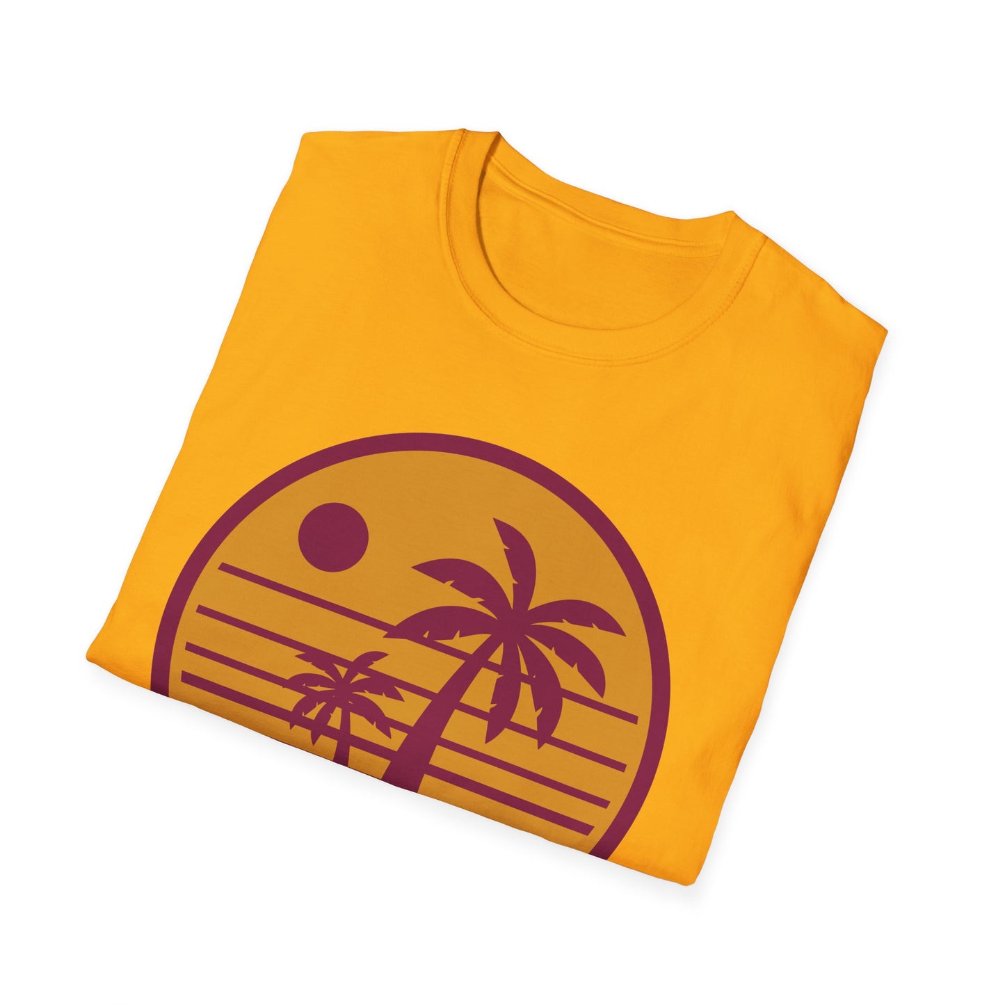 Sunset Palm Trees Unisex Softstyle T-Shirt - Perfect for Relaxation & Summer Vibes