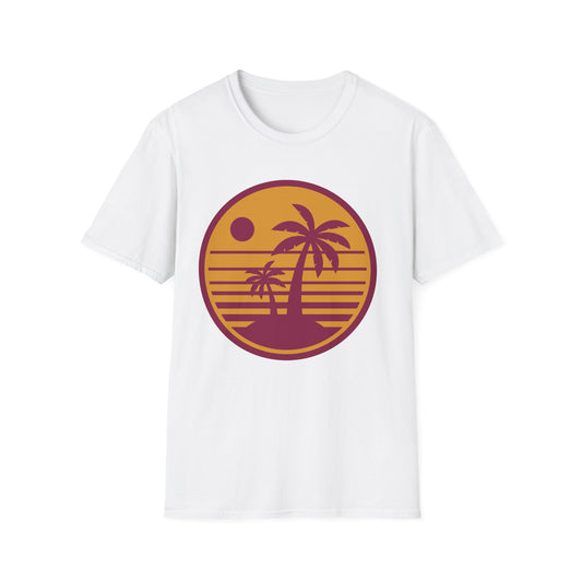 Sunset Palm Trees Unisex Softstyle T-Shirt - Perfect for Relaxation & Summer Vibes