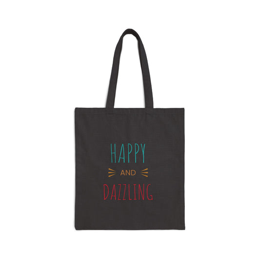 Happy and Dazzling Cotton Canvas Tote Bag – Eco-Friendly Shopping Tote for Everyday Use