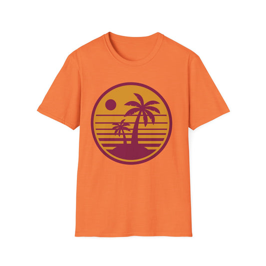 Sunset Palm Trees Unisex Softstyle T-Shirt - Perfect for Relaxation & Summer Vibes